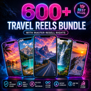 600+ Faceless Travel Reels Bundle | Viral Travel Content Pack for TikTok, Instagram & YouTube Shorts | PLR + MRR Included